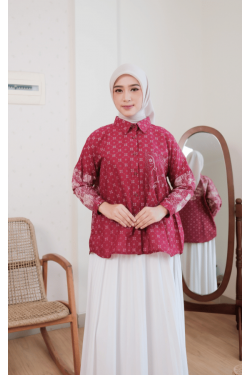 Sora Blouse Burgundy - Atasan Batik Wanita